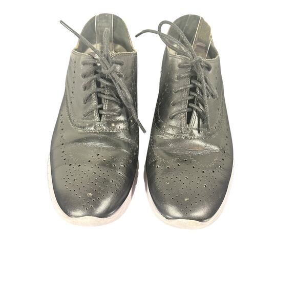 Cole Haan Black Leather Wingtip Oxford Sneakers - Size 8.5 - Picture 3 of 9